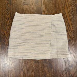 Club Monaco Cream and Silver Metallic Wrap Skirt